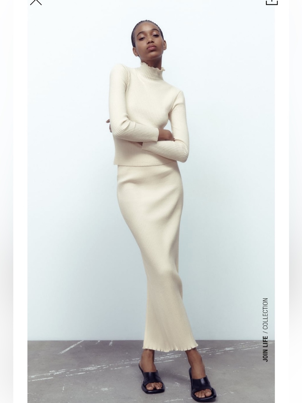 Zara Cream Ribbed Knit Set Size M